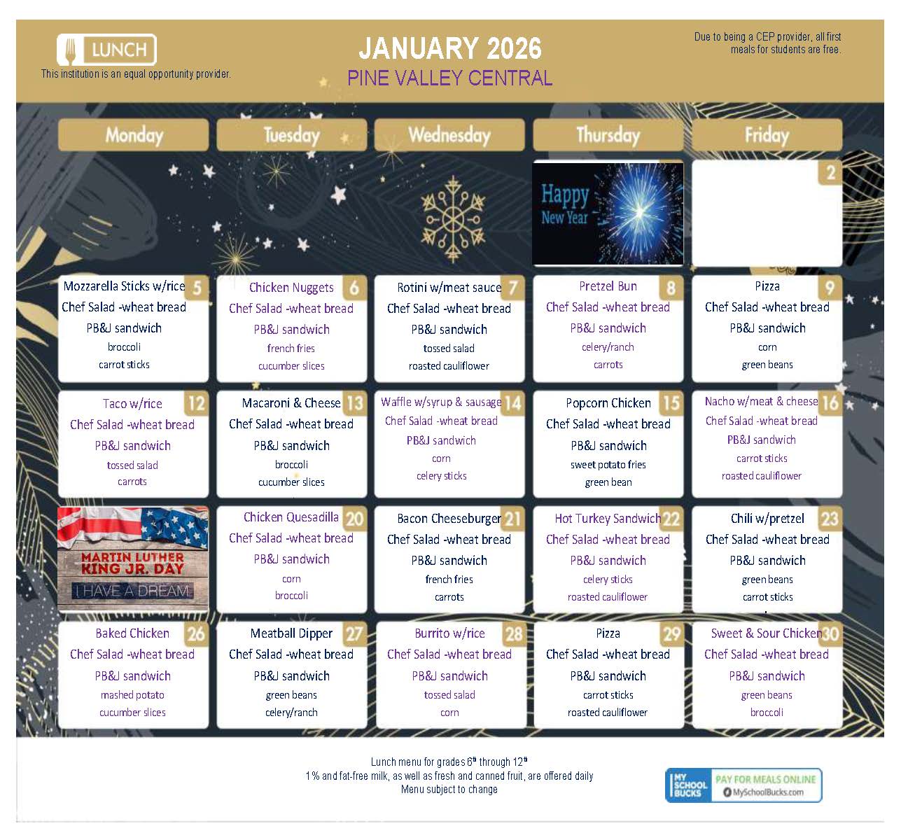 January 2026 Lunch 6-12